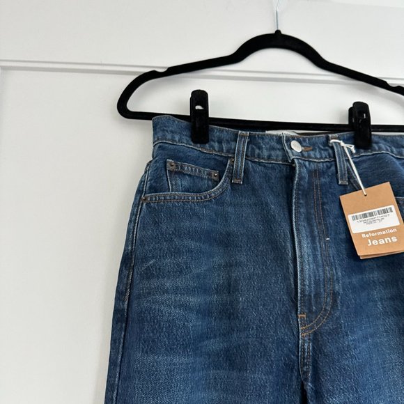 NWT Reformation Stevie Ultra High Rise Denim Jeans Straight Leg Sz 27 Perth - Picture 8 of 11